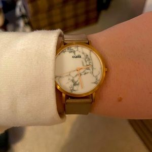 CLUSE marble watch with rose gold hardware